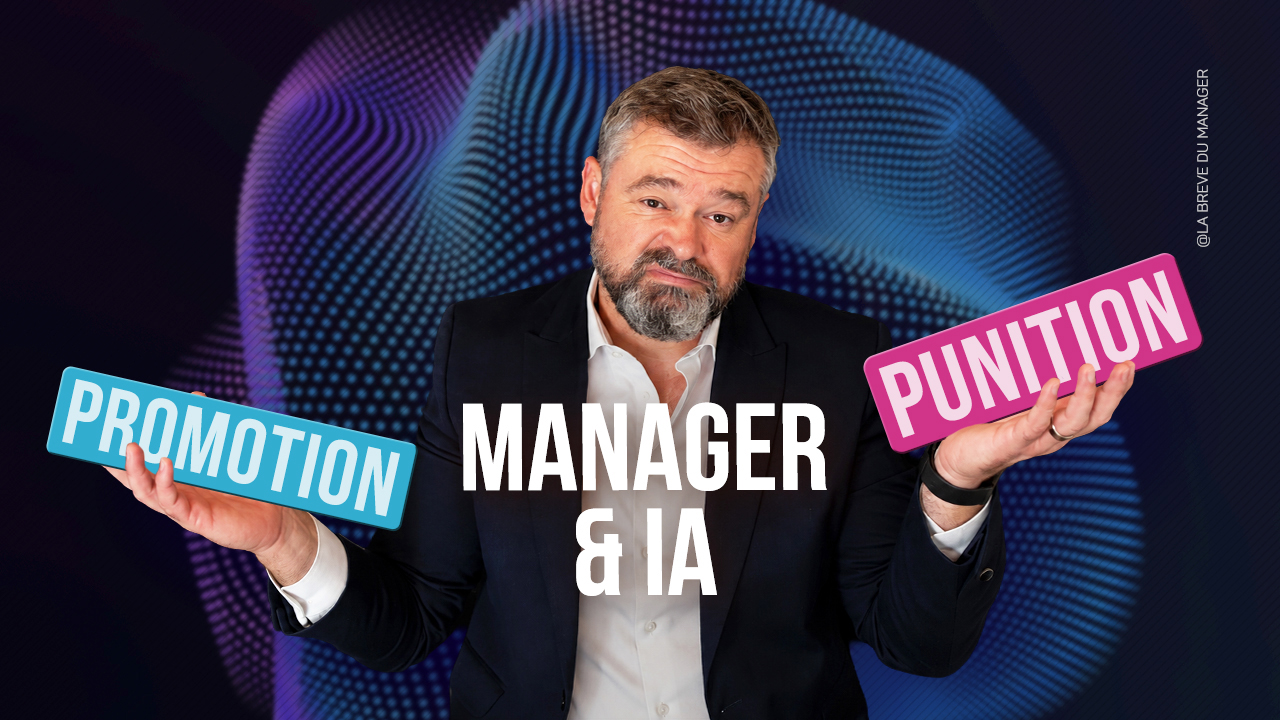 Clément Bergon met en balance les mots « Promotion » et « Punition », autour du thème « Manager et IA ».